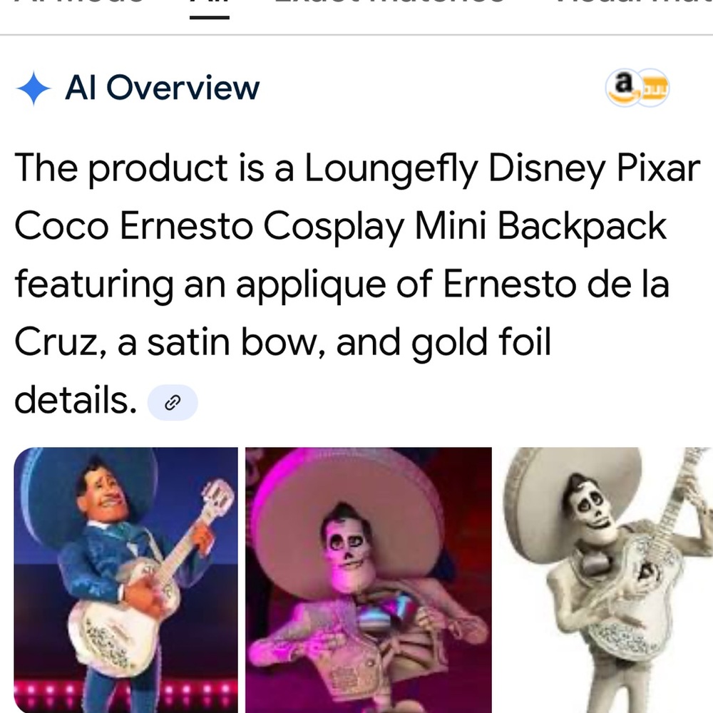 Loungefly Pixar Coco Ernesto De La Cruz Backpack in Gold Yellow and White. NWT - Picture 11 of 13